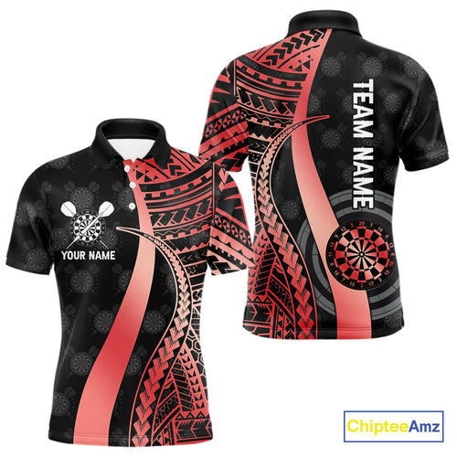 Personalized Black And Red Tribal Dart Shirts For Men Custom Darts Jersey Team Polo & 1/4 Zip TDM4913