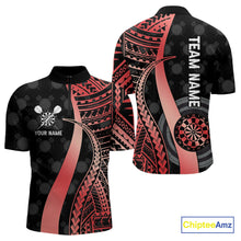 Load image into Gallery viewer, Personalized Black And Red Tribal Dart Shirts For Men Custom Darts Jersey Team Polo &amp; 1/4 Zip TDM4913