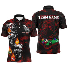 Load image into Gallery viewer, Personalized Red Smoke Skull Billiard Shirts For Men Custom Death Skeleton Billiard Jerseys TDM3364