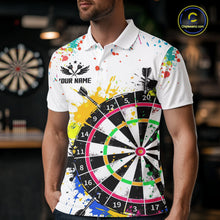 Load image into Gallery viewer, Funny Dartboard Colorful Paint Dart Shirt For Men Custom Darts Team Jersey Polo &amp; 1/4 Zip |White TDM5623