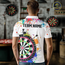 Load image into Gallery viewer, Funny Dartboard Colorful Paint Dart Shirt For Men Custom Darts Team Jersey Polo &amp; 1/4 Zip |White TDM5623
