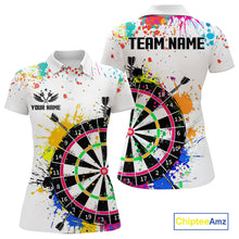 Load image into Gallery viewer, Funny Dartboard Colorful Paint Dart Shirt For Men Custom Darts Team Jersey Polo &amp; 1/4 Zip |White TDM5623