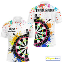 Load image into Gallery viewer, Funny Dartboard Colorful Paint Dart Shirt For Men Custom Darts Team Jersey Polo &amp; 1/4 Zip |White TDM5623