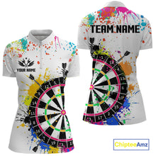 Load image into Gallery viewer, Funny Dartboard Colorful Paint Dart Shirt For Men Custom Darts Team Jersey Polo &amp; 1/4 Zip |White TDM5623