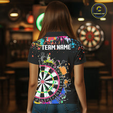 Load image into Gallery viewer, Funny Dartboard Colorful Paint Dart Shirt For Women Custom Darts Team Jersey Polo &amp; 1/4 Zip |Black TDM5624