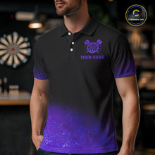 Load image into Gallery viewer, Personalized Sea Purple Gradient Darts Polo &amp; Quarter Zip Custom Dart Shirts For Men Dart Jerseys TDM4709