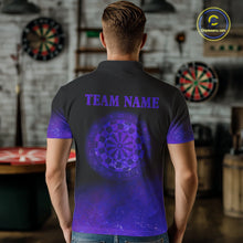 Load image into Gallery viewer, Personalized Sea Purple Gradient Darts Polo &amp; Quarter Zip Custom Dart Shirts For Men Dart Jerseys TDM4709