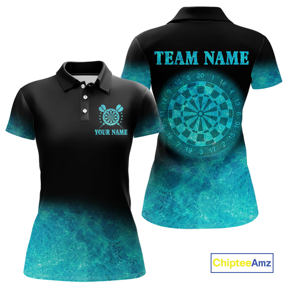 Personalized Sea Turquoise Gradient Darts Polo & Quarter Zip Custom Dart Shirt For Women Dart Jersey TDM4710