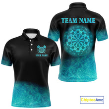 Load image into Gallery viewer, Personalized Sea Turquoise Gradient Darts Polo &amp; Quarter Zip Custom Dart Shirt For Men Dart Jersey TDM4710