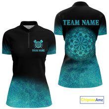Load image into Gallery viewer, Personalized Sea Turquoise Gradient Darts Polo &amp; Quarter Zip Custom Dart Shirt For Women Dart Jersey TDM4710