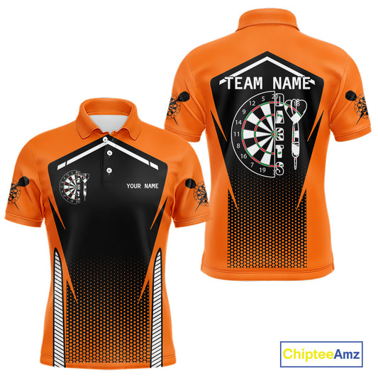 Orange Sport Style Dart Arrows Dart Polo & 1/4 Zip Shirts For Men, Dart Jerseys NYN0059