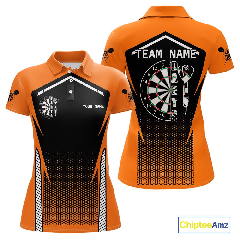 Orange Sport Style Dart Arrows Dart Polo & 1/4 Zip Shirts For Women, Dart Jerseys NYN0059