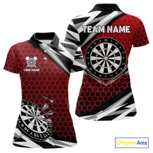Load image into Gallery viewer, Personalized Dartboard Red Hexagon Dart Shirts For Women Custom Team Polo &amp; 1/4 Zip Darts Jerseys TDM4116