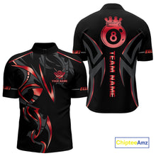 Load image into Gallery viewer, Customized 8 Ball Pool Crown Men Billiard Shirts, Red And Black Billiard Team Shirt Pool Jerseys TDM4728