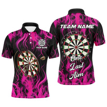 Load image into Gallery viewer, One Last Aim 3D Fire Flame Pink Darts Shirts For Men Custom Darts Saying Shirts, Darts Jerseys TDM2656