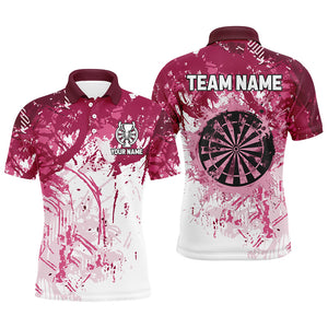 Personalized Pink Grunge Classic Darts Jerseys For Men Custom Team Name Darts Shirts Short Sleeve TDM2658