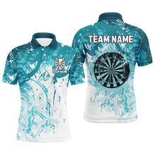 Load image into Gallery viewer, Personalized Turquoise Grunge Classic Darts Jerseys For Men Custom Team Darts Shirts Short Sleeve TDM2660