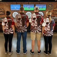 Load image into Gallery viewer, White &amp; Red Skull Dartboard Custom Women Dart Polo Shirt Retro Grunge Dart League Jerseys NYN2083