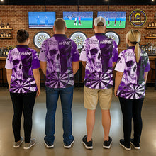 Load image into Gallery viewer, White &amp; Purple Skull Dartboard Custom Women Dart Polo Shirt Retro Grunge Dart League Jerseys NYN2084