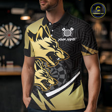Load image into Gallery viewer, Black And Gold Dartboard Wolf Darts Shirt For Men Custom Darts Jersey Team Polo &amp; 1/4 Zip TDM6470