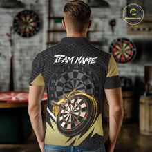 Load image into Gallery viewer, Black And Gold Dartboard Wolf Darts Shirt For Men Custom Darts Jersey Team Polo &amp; 1/4 Zip TDM6470