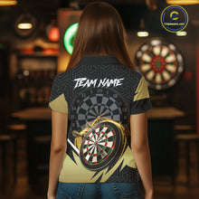 Load image into Gallery viewer, Black And Gold Dartboard Wolf Darts Shirt For Women Custom Darts Jersey Team Polo &amp; 1/4 Zip TDM6470