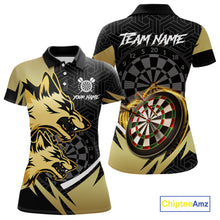 Load image into Gallery viewer, Black And Gold Dartboard Wolf Darts Shirt For Women Custom Darts Jersey Team Polo &amp; 1/4 Zip TDM6470