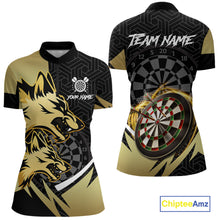 Load image into Gallery viewer, Black And Gold Dartboard Wolf Darts Shirt For Women Custom Darts Jersey Team Polo &amp; 1/4 Zip TDM6470