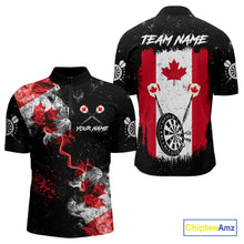 Load image into Gallery viewer, Customized Grunge Canada Flag Smoke Darts Polo &amp; Quarter-Zip Shirt, Patriotic Dart Jersey For Men TDM4129