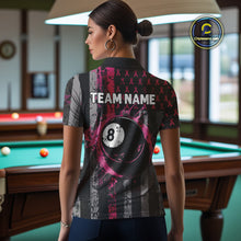 Load image into Gallery viewer, Custom Pink Ribbon Grunge US Flag Billiard Shirt For Women, Breast Cancer 8 Ball Pool Team Jersey TDM4500