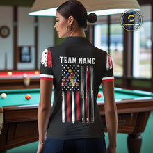 Load image into Gallery viewer, Personalized Grunge American Flag 9 Ball Pool Team Shirt For Women Custom Patriotic Billiard Shirts TDM4734