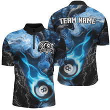 Load image into Gallery viewer, Blue 8 Ball Pool Fire Flame Abstract Pattern Custom Billiard Shirts For Men, Billiard Team Jerseys TDM2667