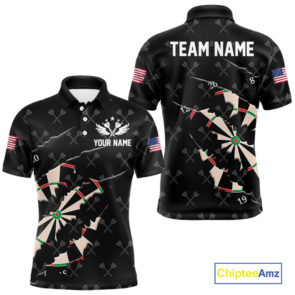 Personalized Scratch Darts Shirt For Men Custom Darts Jersey Team Polo & Quarter Zip |Black TDM5868