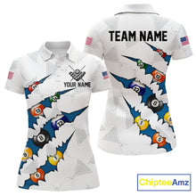 Load image into Gallery viewer, Personalized Scratch 8 Ball Billiard Shirt For Women Custom Pool Jersey, Billiard Team Shirt |Blue TDM5870