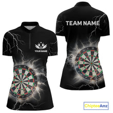 Load image into Gallery viewer, Custom Dartboard Thunder Lightning Dart Shirts For Women | Darts Polo &amp; 1/4 Zip Team Jerseys TDM3961