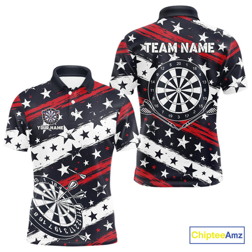 Personalized USA Flag Darts Shirt For Men Custom Patriotic Dart Jerseys Team Polo & 1/4 Zip TDM4134