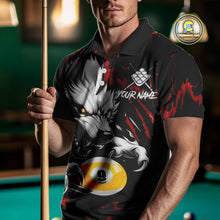 Load image into Gallery viewer, Personalized 9 Ball Pool Wolf Billiard Shirts For Men, Billiard Team Jersey Polo &amp; 1/4 Zip |Red TDM4505