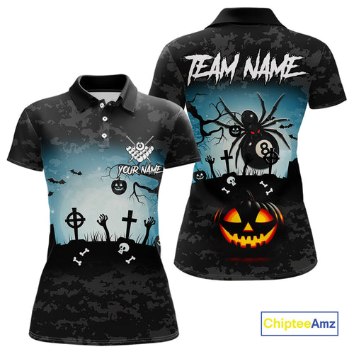 Personalized Funny Halloween Billiard Shirt For Women Custom Spider 8 Ball Pool Team Jerseys TDM4507