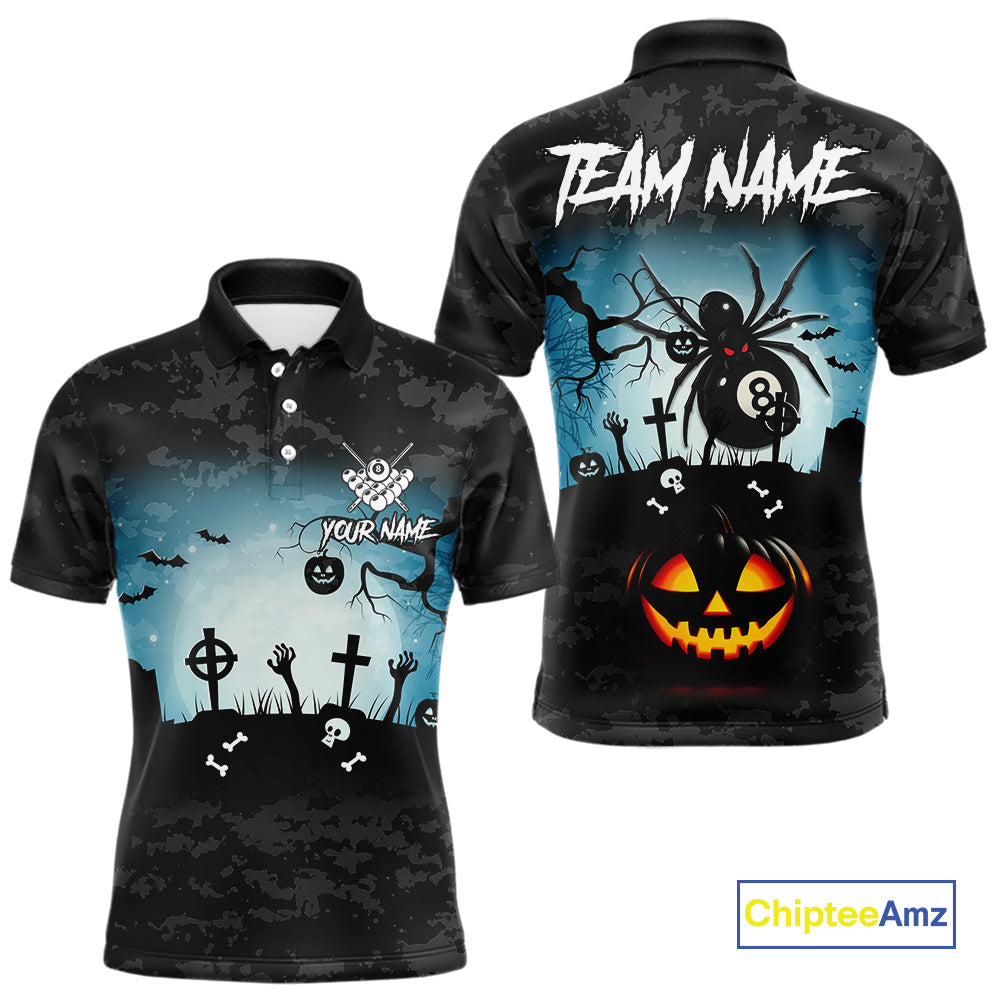 Personalized Funny Halloween Billiard Shirt For Men Custom Spider 8 Ball Pool Team Jerseys TDM4507