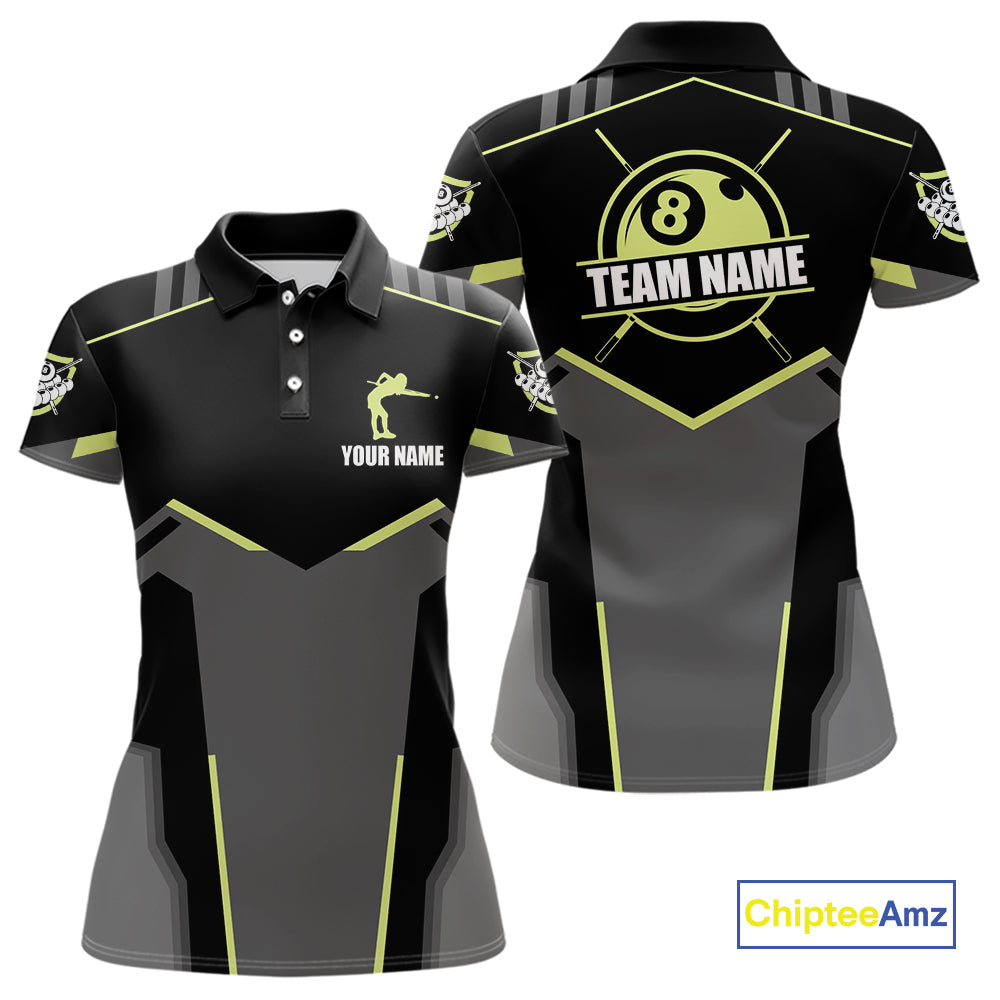 Billiard Jerseys For Women Custom Polo & 1/4 Zip Billiard Shirt, Team Pooler Short Sleeve|Green Neon TDM4741