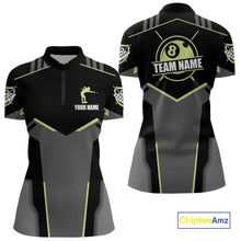 Load image into Gallery viewer, Billiard Jerseys For Women Custom Polo &amp; 1/4 Zip Billiard Shirt, Team Pooler Short Sleeve|Green Neon TDM4741