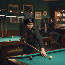Load image into Gallery viewer, Personalized Skull 9 Ball Billiard Knit Beanie Hat With Rectangle Patch Custom Billiard Knit Cap TDM4941