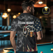 Load image into Gallery viewer, US Flag Grim Reaper Smoke Billiard Shirt For Men Custom 8 Ball Pool Team Jersey Polo &amp; 1/4 Zip TDM6258