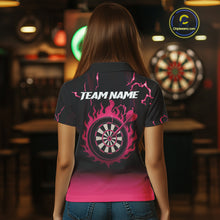 Load image into Gallery viewer, Pink And Black Lightning Arrow Custom Dart Shirts For Women| Darts Team Jersey – Polo &amp; Quarter Zip TDM3965