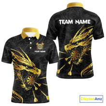 Load image into Gallery viewer, Personalized Black Gold Dragon Dart Shirts For Men Custom Darts League Team Jersey Polo &amp; 1/4 Zip TDM4142