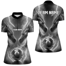 Load image into Gallery viewer, Custom Grey Lightning 3D Dragon 8 Ball Pool Billiard Shirts For Women, Team League Billiard Jerseys TDM2673