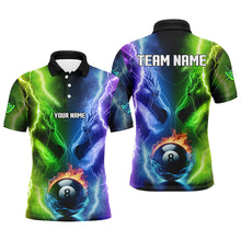 Load image into Gallery viewer, Custom Blue Purple Fire 3D Dragon 8 Ball Pool Billiard Shirts For Men, Team League Billiard Jerseys TDM2674