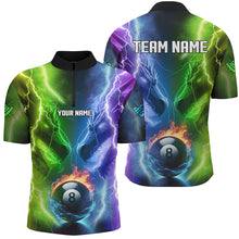 Load image into Gallery viewer, Custom Blue Purple Fire 3D Dragon 8 Ball Pool Billiard Shirts For Men, Team League Billiard Jerseys TDM2674