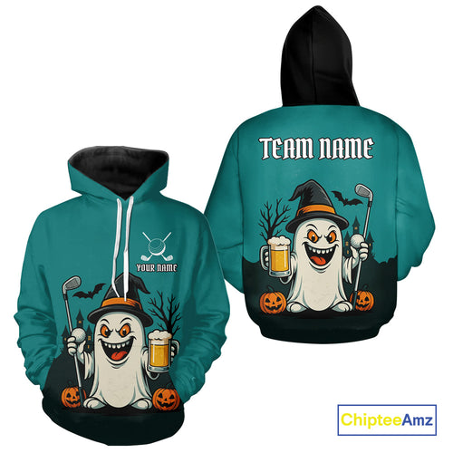 Personalized Funny Ghostly Beer Halloween Golf Hoodie For Men And Women Custom Golf Outfit TDM4944