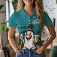 Load image into Gallery viewer, Funny Ghostly Beer Halloween Golf Polo Shirt For Women Custom Halloween Ladies Golf Outfit TDM4944